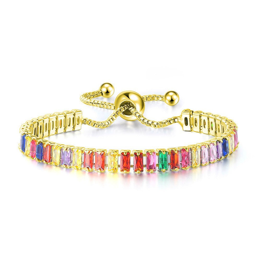 Colorful Zircon Crystal Adjustable Bracelet for Women