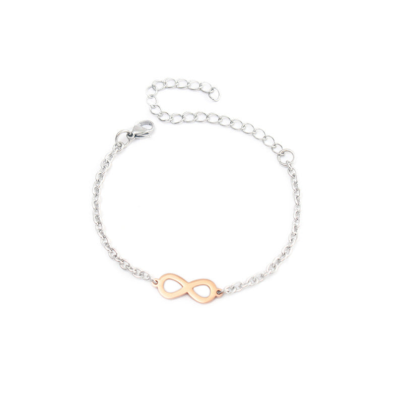 Lucky Number 8 Minimalist Stainless Steel Bracelet for Women