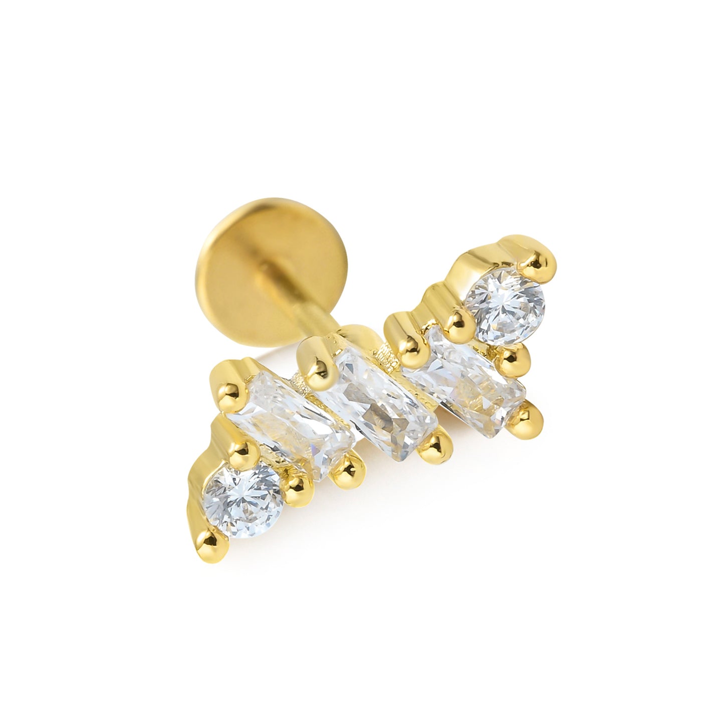 18k Gold Plated Geometric Zircon Lip and Ear Studs