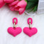 1 Pair Heart Shape Acrylic Drop Earrings - Fashionable Candy Color Chain Design