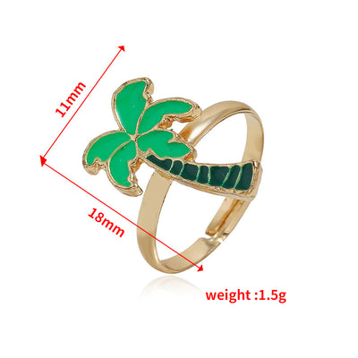 Ethnic Tree Alloy Adjustable Women's Rings - Minimalist Beach Palm Design