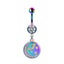 Colorful Floral & Animal Stainless Steel Belly Ring Set with Rhinestones