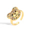 Streetwear Cute Bear Zircon 18K Gold Plated Adjustable Ring