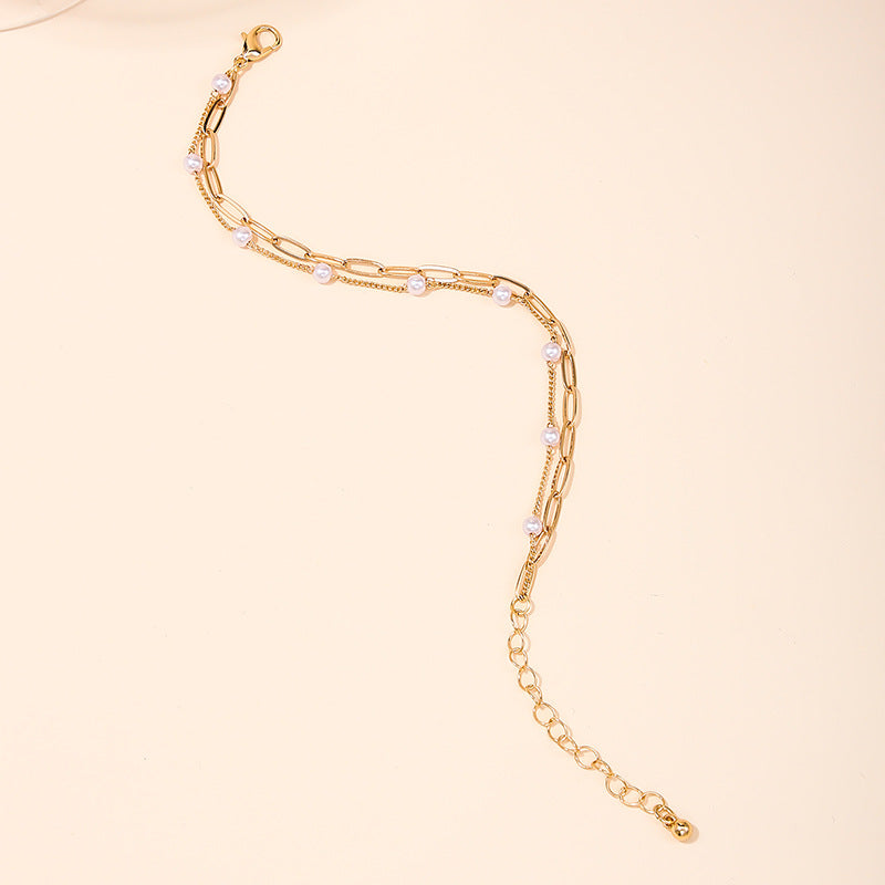Modern Classic Pearl Double Layer Women's Bracelet - European and American Fashion Jewelry