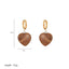 Elegant Heart Shape Stainless Steel 18K Gold Plated Natural Stone Jewelry Set - Necklace and Earrings