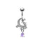 Sweet Heart Shape Stainless Steel Acrylic Copper White Gold Plated Belly Ring with Rhinestones and Zircon