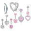 Heart Shape Double Navel Ring 316 Stainless Steel Zircon Piercing Jewelry