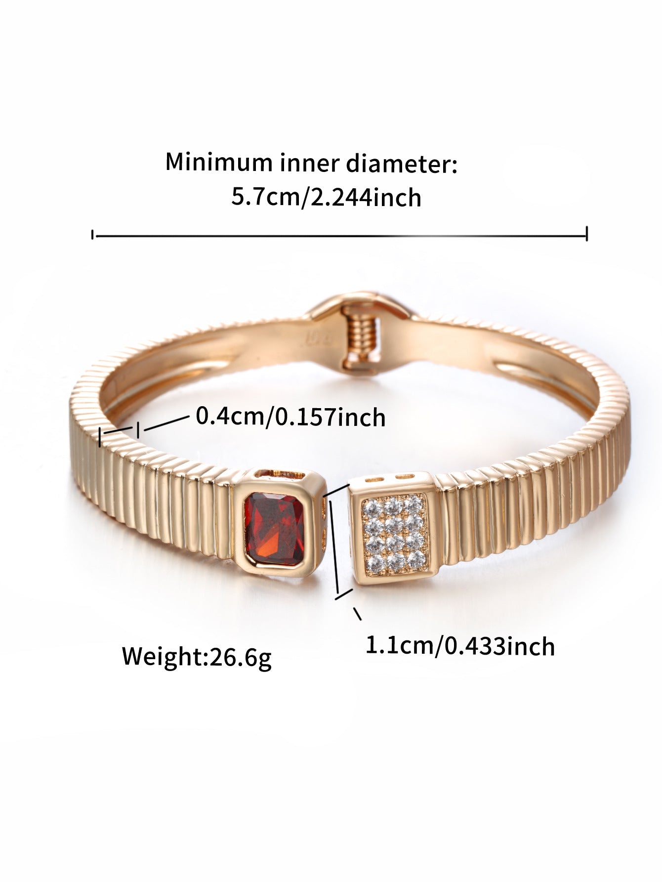 18K Gold Plated Geometric Gemstone Bangle Bracelet