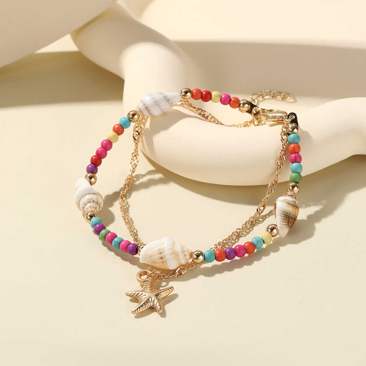 Ocean Breeze Beaded Shell and Starfish Bracelet Set