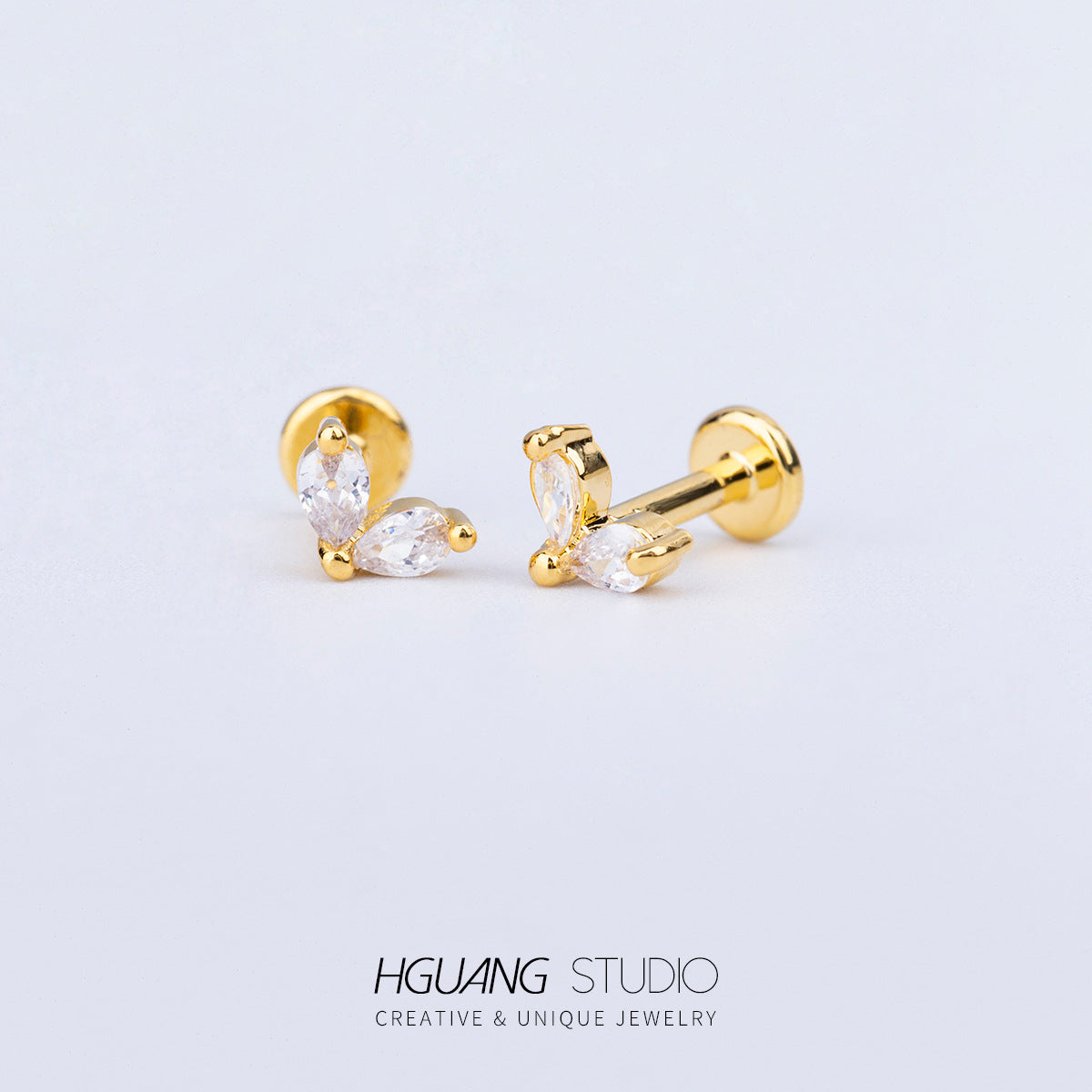 Heart Shape Snake & Butterfly Zircon Titanium Steel Lip and Ear Stud