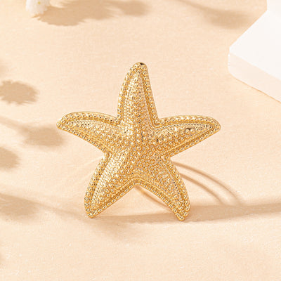 Marine Style Starfish Open Ring for Women - Summer Vacation Jewelry Accessory