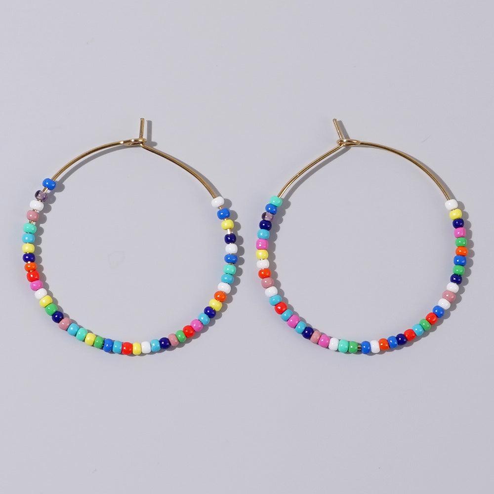 1 Pair Minimalist Rainbow Beaded Glass Earrings for Women