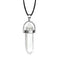 Fashion Hexagon Prism Natural Stone Leather Rope Pendant Necklace 1 Piece