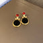 1 Pair Vintage Red Rose Zircon Alloy Drop Earrings