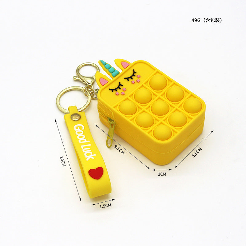 Cute Animal Silicone Keychain and Pop Bubble Coin Purse for Kids