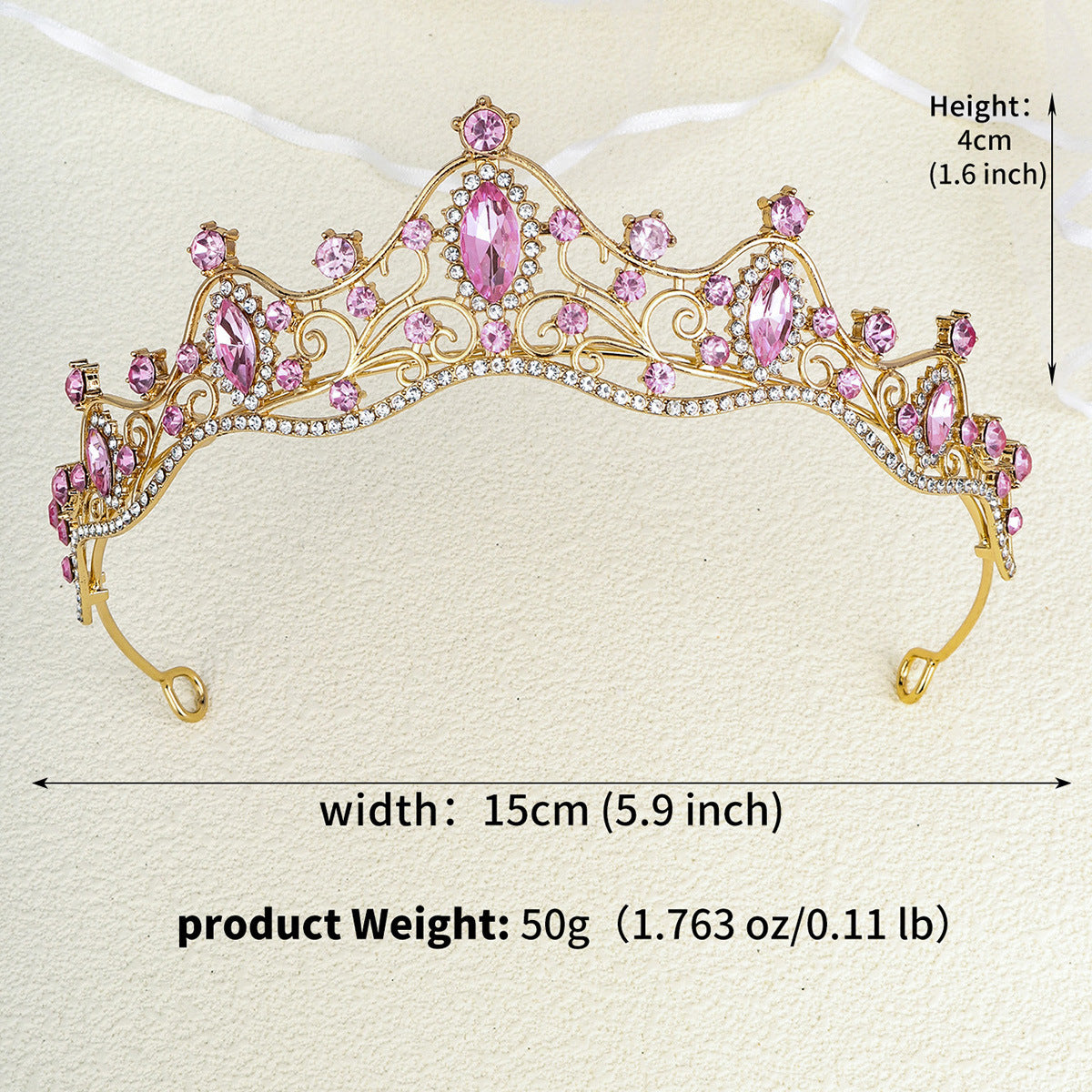 Women's Luxury Rhinestone Alloy Princess Crown Tiara for Bridal Wedding Accessories