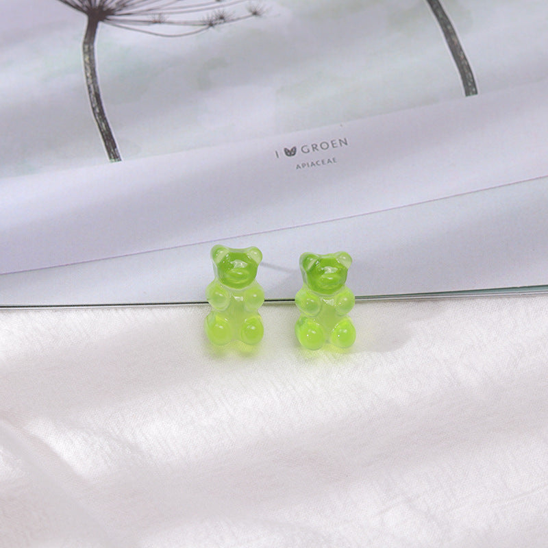 1 Pair Cartoon Style Bear Plastic Resin Women's Rings Earrings