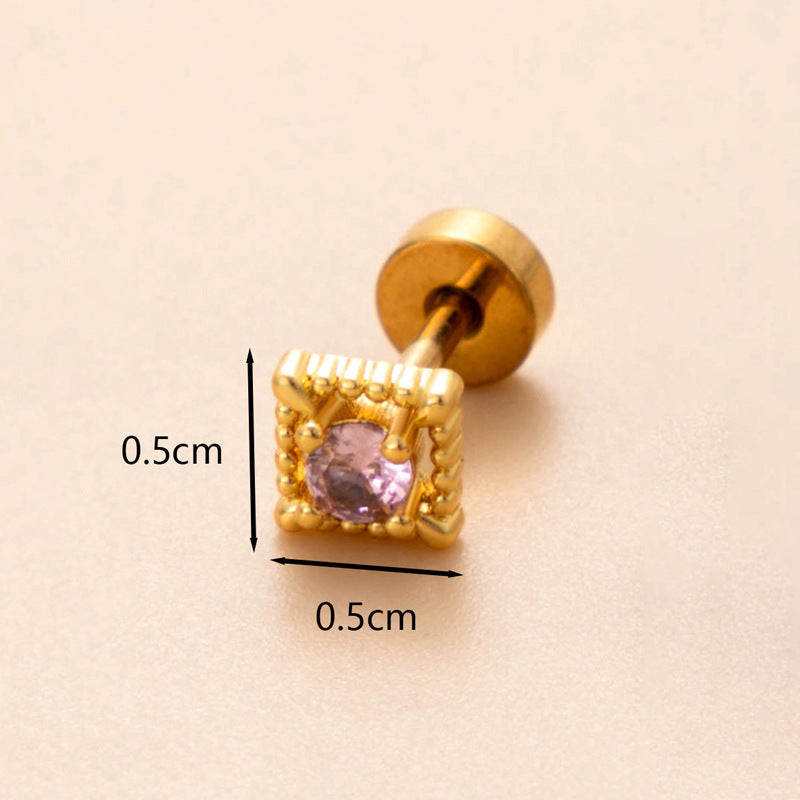 18K Gold Plated Snake Butterfly and Flower Zircon Cartilage Ear Studs