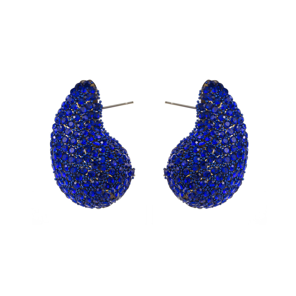 Pair of Geometric Rhinestone Teardrop Stud Earrings