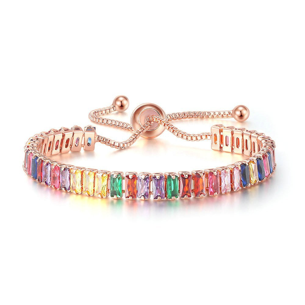 Colorful Zircon Crystal Adjustable Bracelet for Women