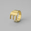 Fashion Alphabet Titanium Steel Gold Plated Open Ring