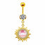 Casual Tropical Sunflower Gold Plated Rhinestone Belly Ring