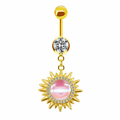 Casual Tropical Sunflower Gold Plated Rhinestone Belly Ring