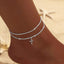 Beach Style Cross Heart Pendant Copper Anklet