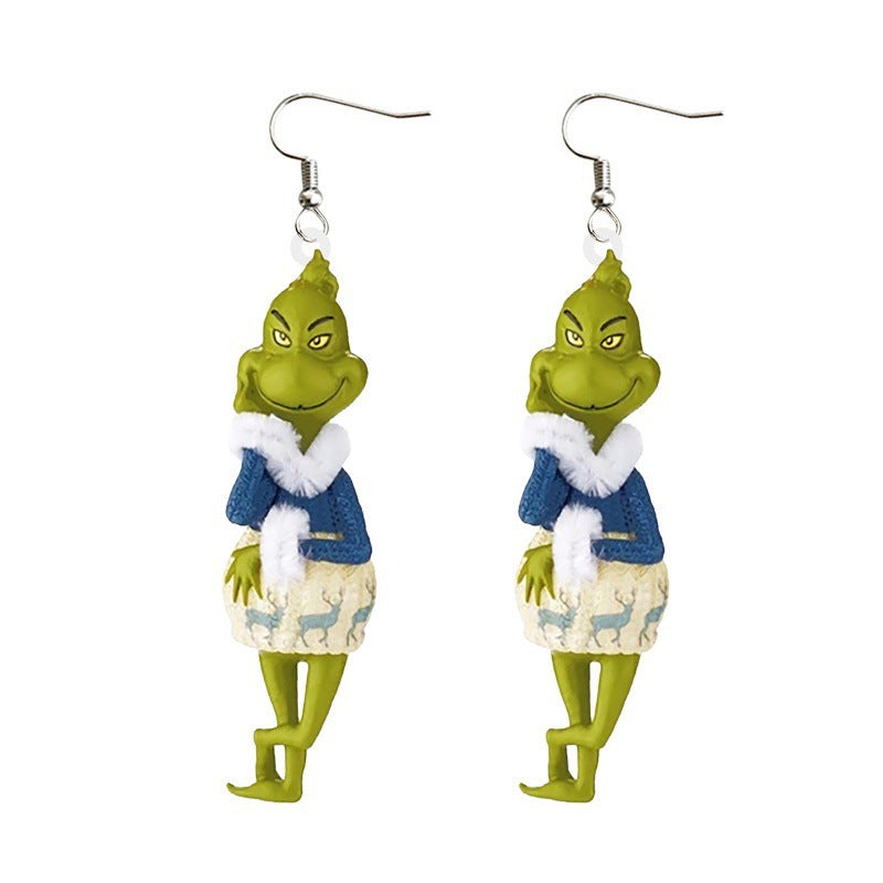 Cartoon Character Grinch Christmas Acrylic Drop Earrings