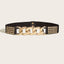 Sweet Oval PU Leather Women's Chain Belt with Studded Elastic Waist Cincher