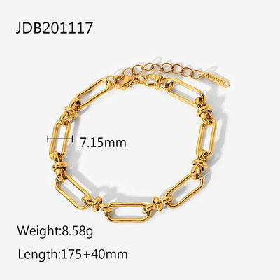 Geometric Stainless Steel Hollow Chain Cross Clasp Bracelet 18k Gold Plated Women's Jewelry