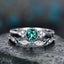 Elegant Green Zircon & Sapphire Women's Alloy Ring Set