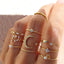 Simple Classic Gold Zircon Inlay Heart Love Ring Set for Women