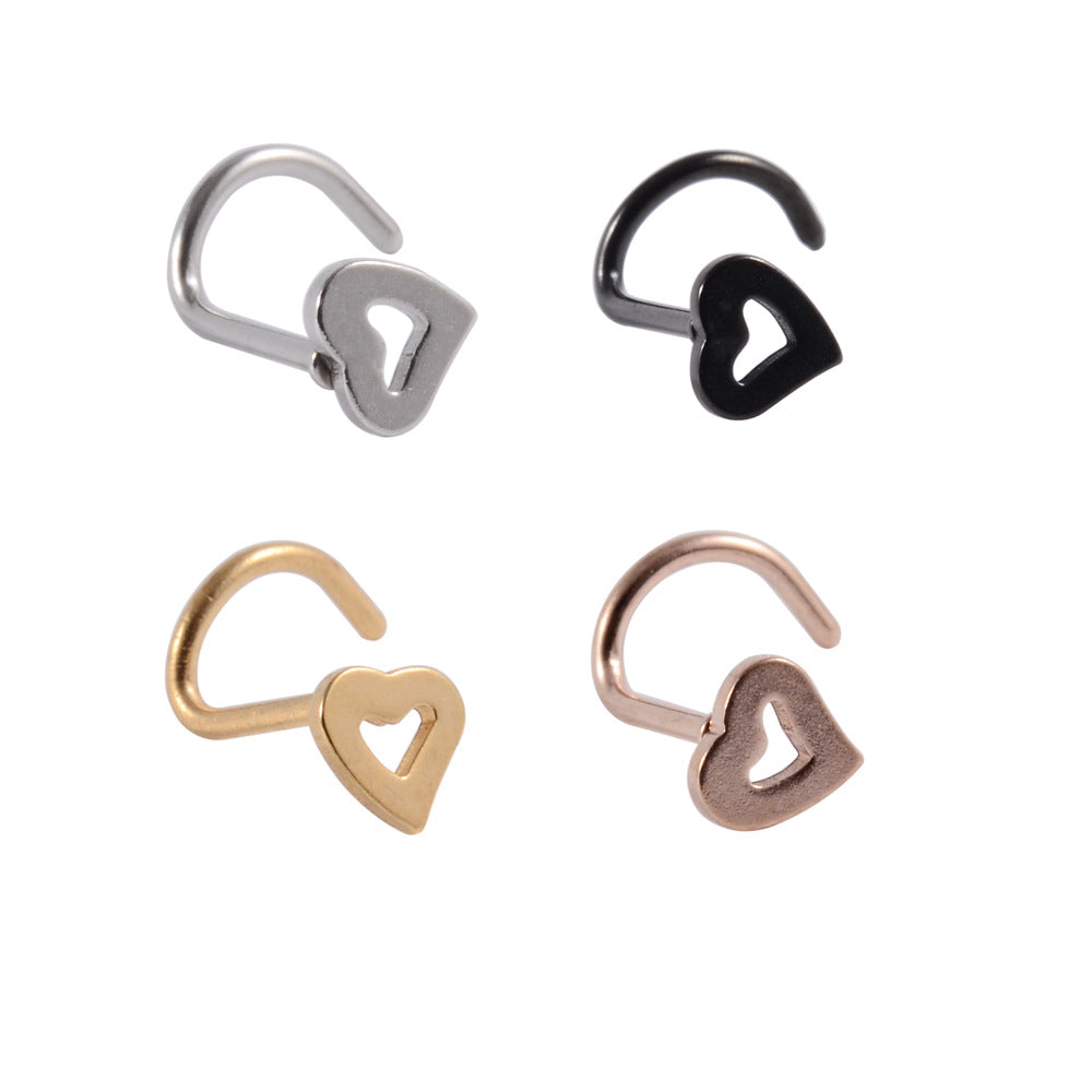 1 Piece Nose Rings & Studs Casual Simple Style Classic Style Heart Shape 304 Stainless Steel Plating 18K Gold Plated Nose Rings & Studs