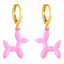 Retro Geometric Colorful Earrings with Pink Balloon Dog Design