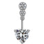 Luxurious Heart-Shaped Zircon Rhinestone Belly Ring with Wing Design