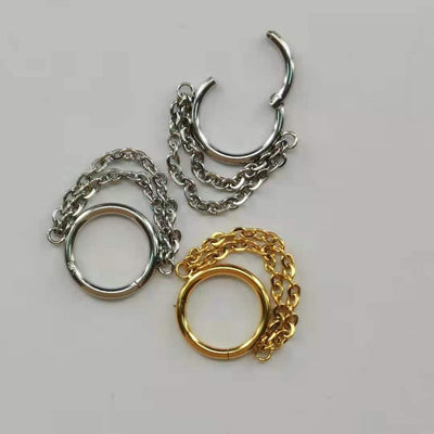 1 Piece Stainless Steel Nose Ring & Chain Hoop Earrings Set for Women