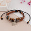 Vintage Ethnic Cross Leaf Alloy Wooden Bead Unisex Bracelet - European Retro Cowhide Handwoven Fashion