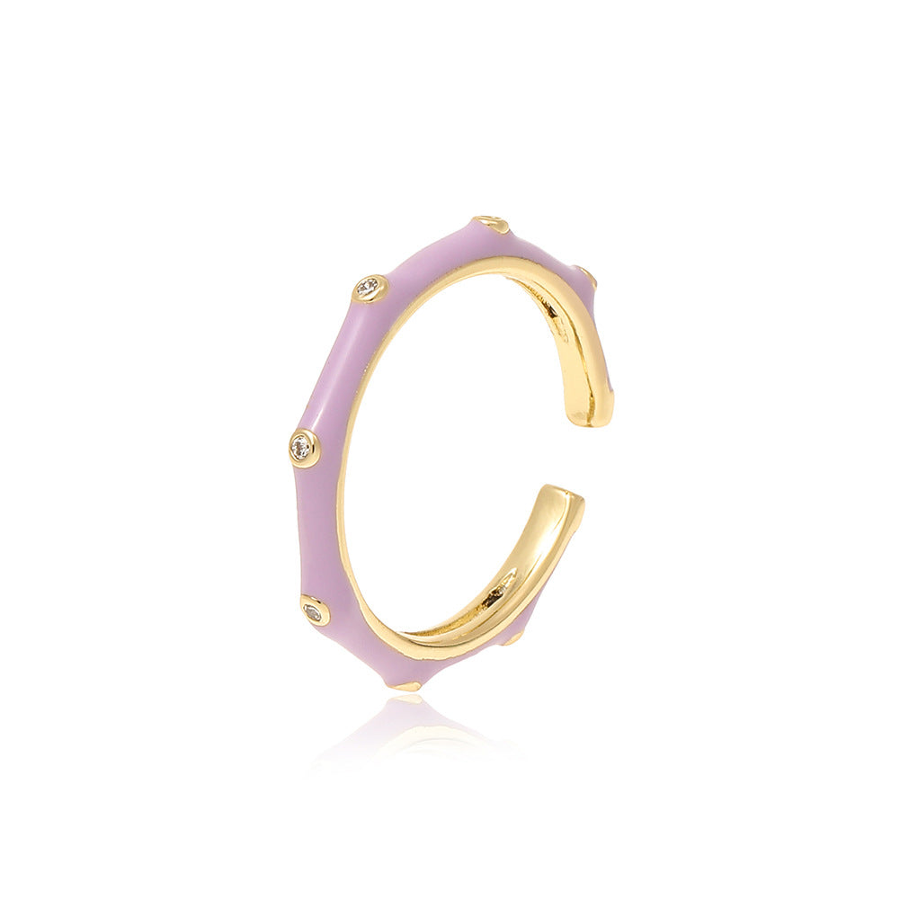 Simple Style 18K Gold Plated Zircon Open Ring for Women