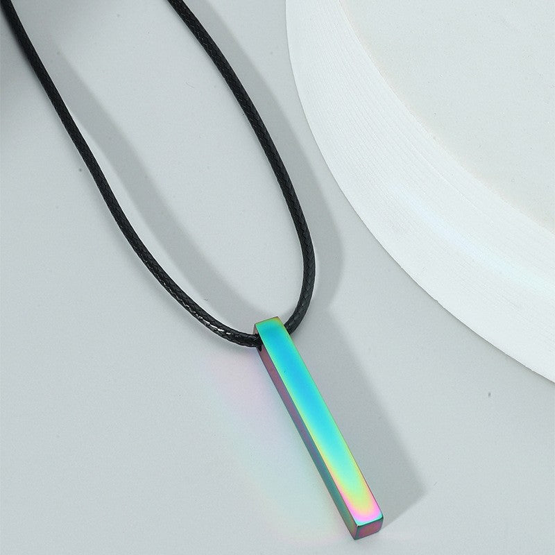 Three-Dimensional Pillar Stainless Steel Pendant Necklace