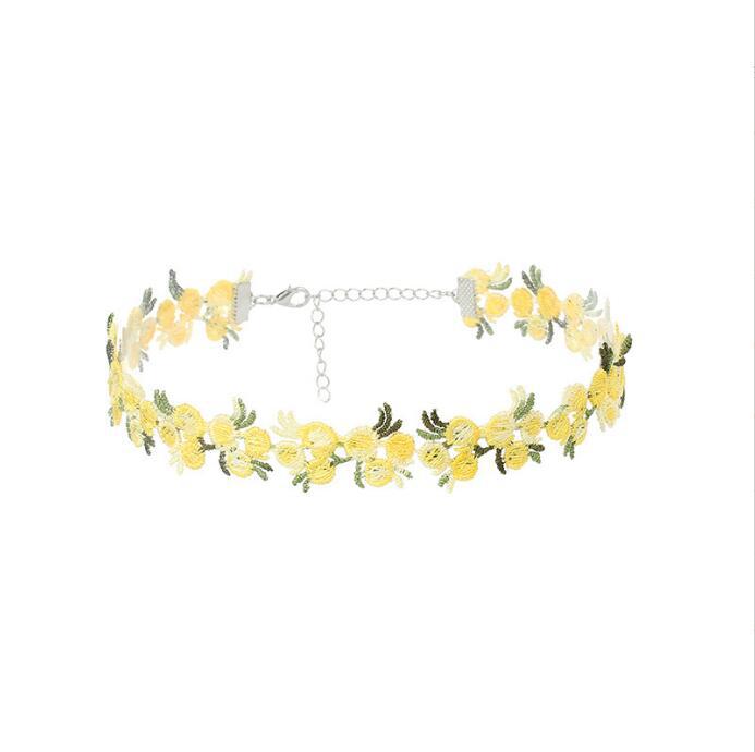 Sweet Floral Lace Embroidered Choker Necklace for Women