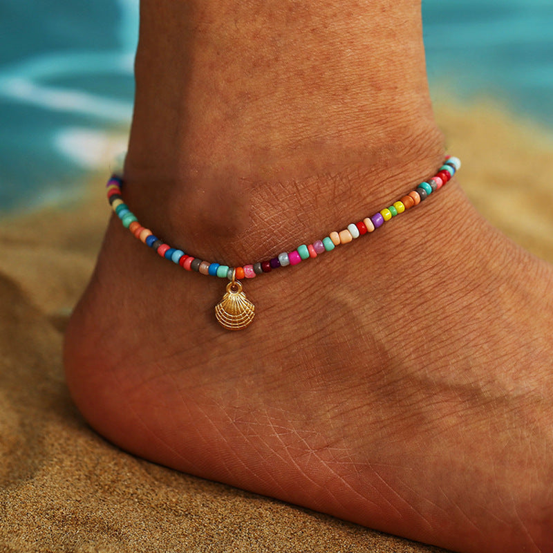 Creative Vintage Bohemian Shell Pendant Beaded Anklet Bracelet