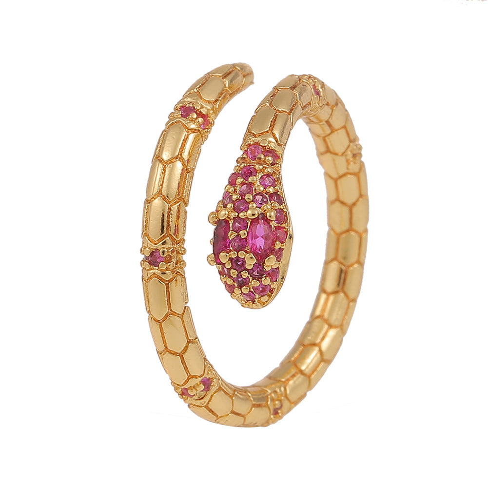 Fashion Statement Snake Adjustable Gold Plated Zircon Ring