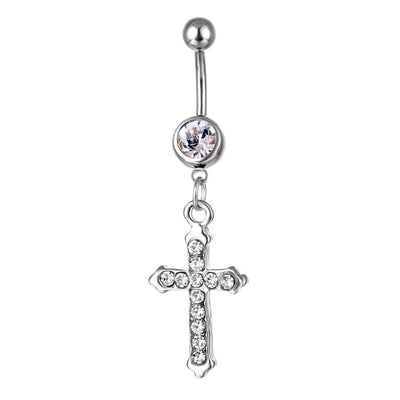 Piercing Jewelry Stainless Steel Diamond Cross Pendant Navel Nail