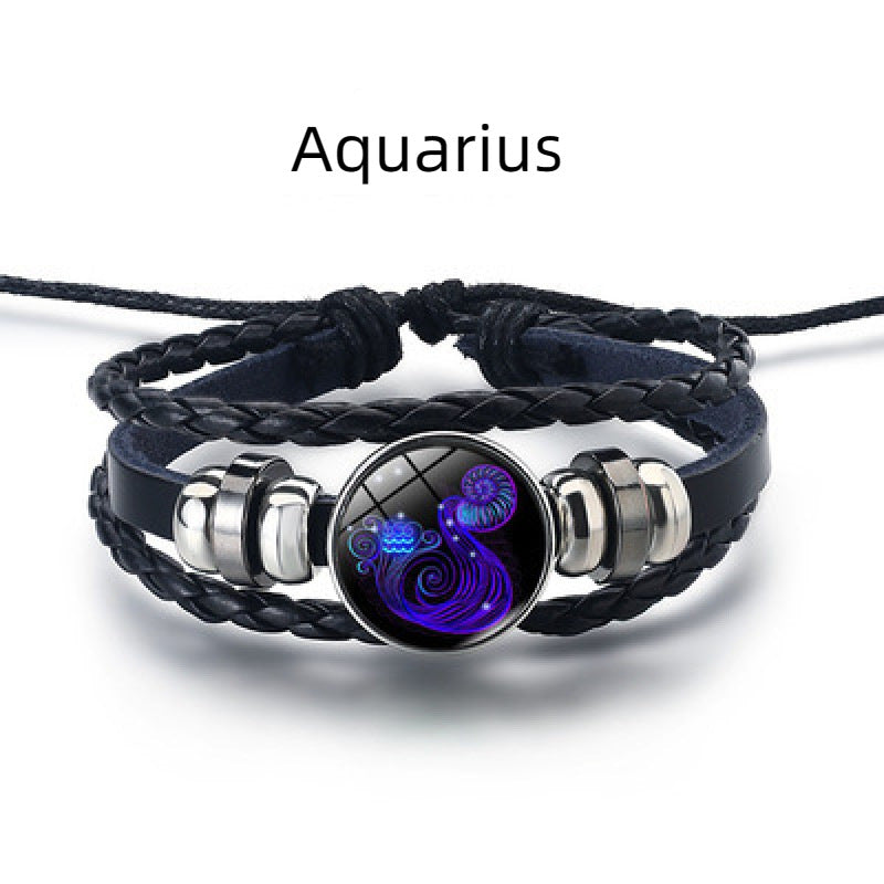 Zodiac Constellation Leather Bracelets - Unisex Retro Luminous Design