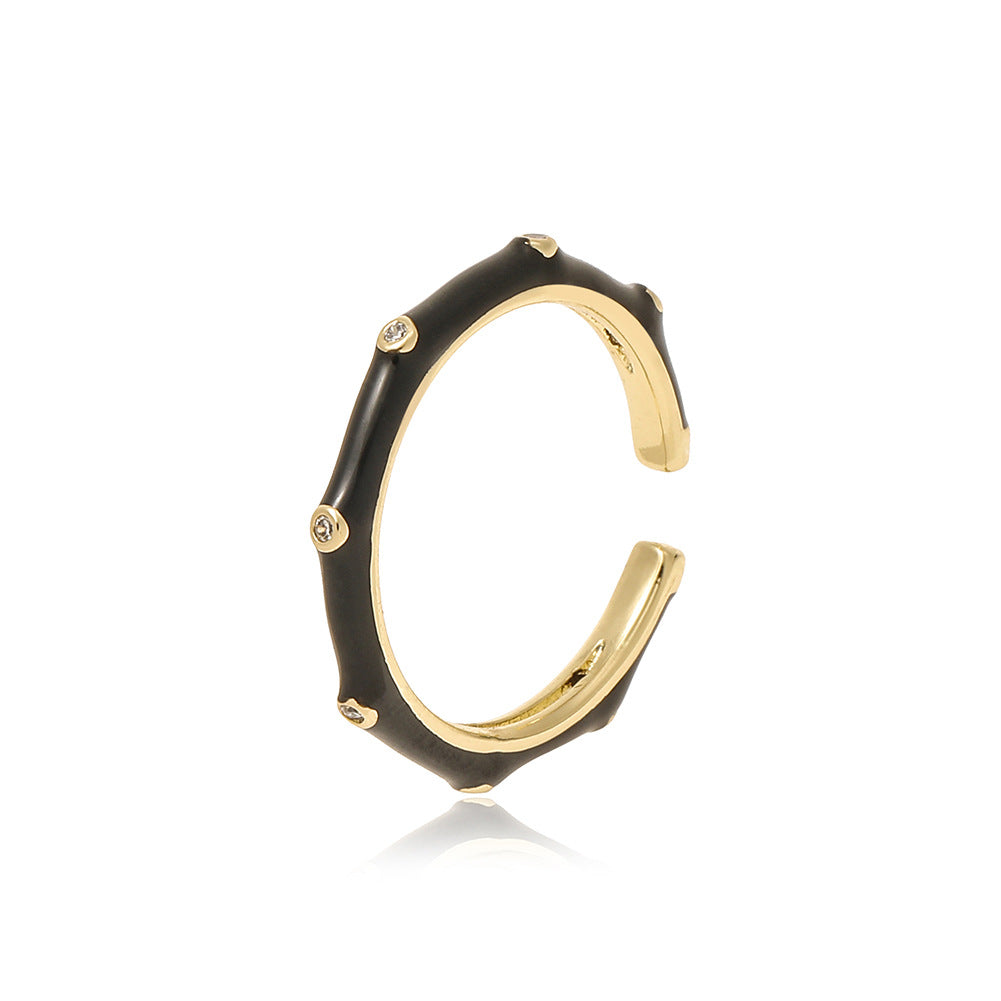 Simple Style 18K Gold Plated Zircon Open Ring for Women