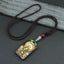 Ethnic Square Alloy Wood Pendant Necklace with Nepalese Thangka Design