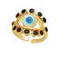 INS Style Evil Eye 18K Gold Plated Copper Open Ring - Vintage Turkish Design