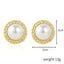 Fashion Oval Heart Shape Pearl Metal Rhinestones Earrings 1 Pair