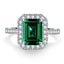 Emerald Cut Sterling Silver Plated Ring with Artificial Diamond